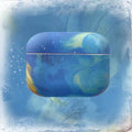 Pink and blue watercolour pattern hard plastic protective sleeve for Apple AirPods charging case.