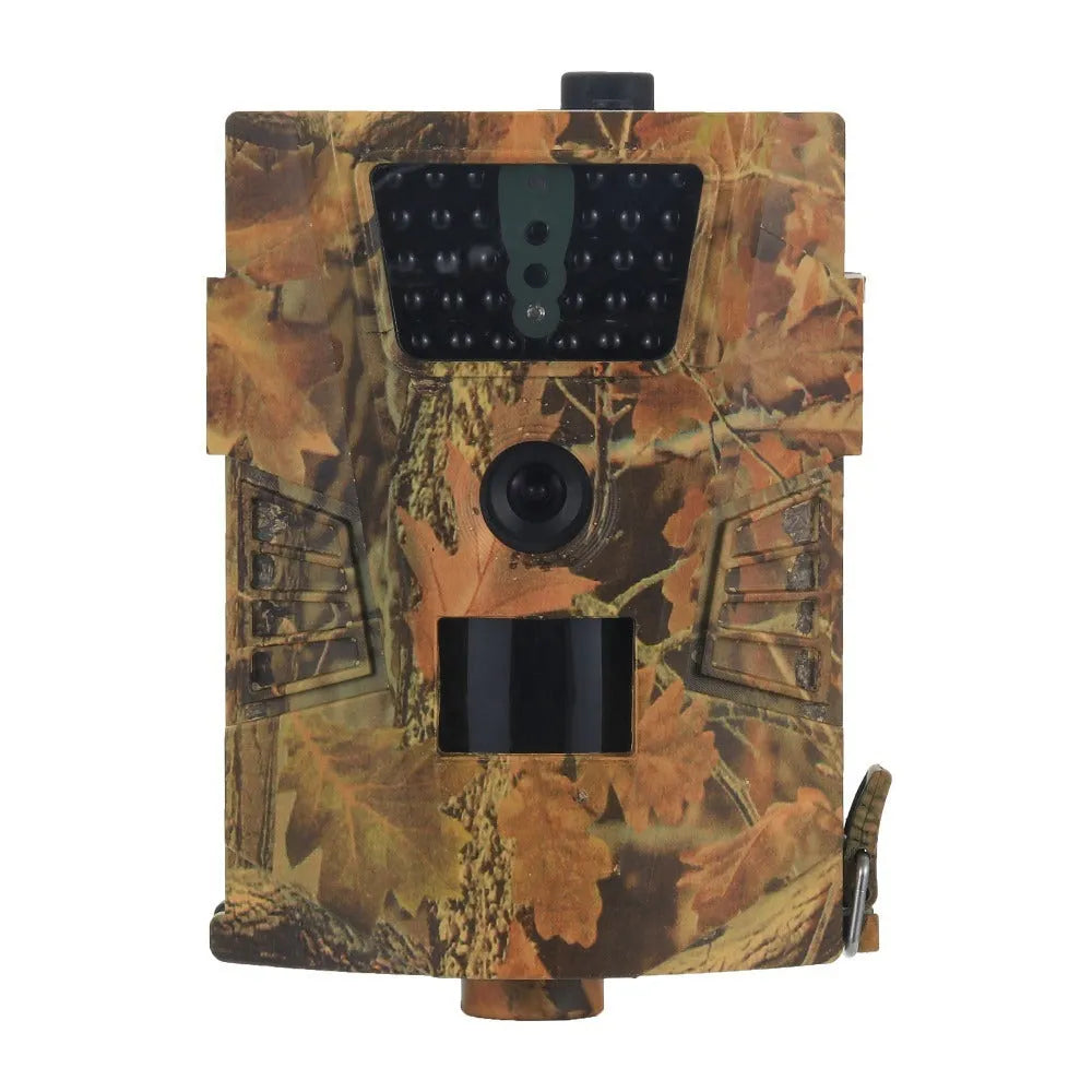 Orchard surveillance anti-theft camera with 12MP sensor and night vision LEDs mounted on a tree trunk