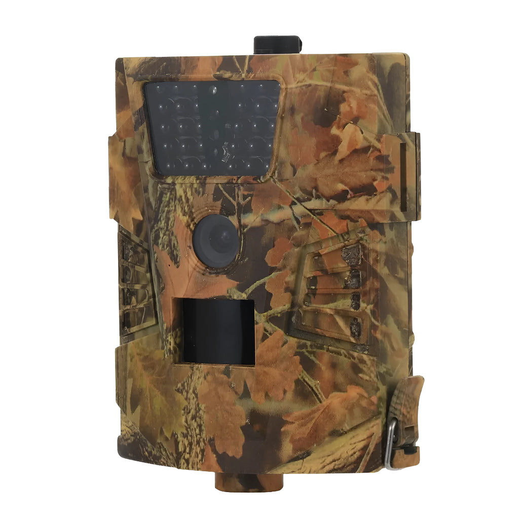 Orchard surveillance anti-theft camera with 12MP sensor and night vision LEDs mounted on a tree trunk