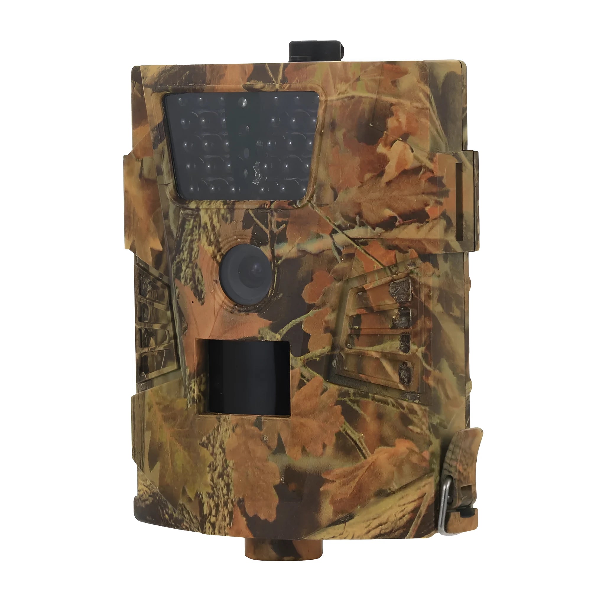 Orchard surveillance anti-theft camera with 12MP sensor and night vision LEDs mounted on a tree trunk