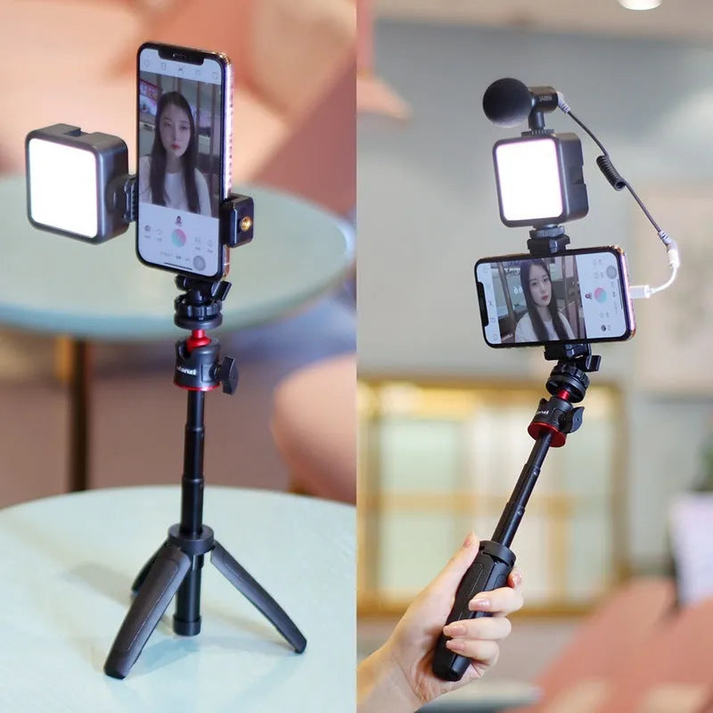 Mobile phone vlog selfie stick with fill light bracket measuring 15cm by 18cm by 9cm