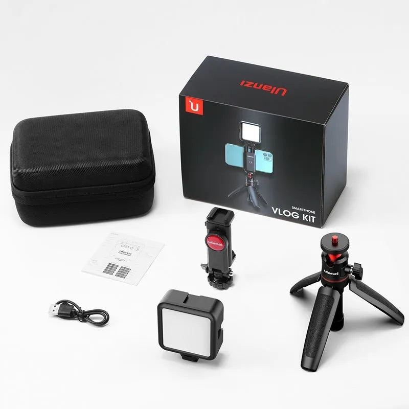 Mobile phone vlog selfie stick with fill light bracket measuring 15cm by 18cm by 9cm