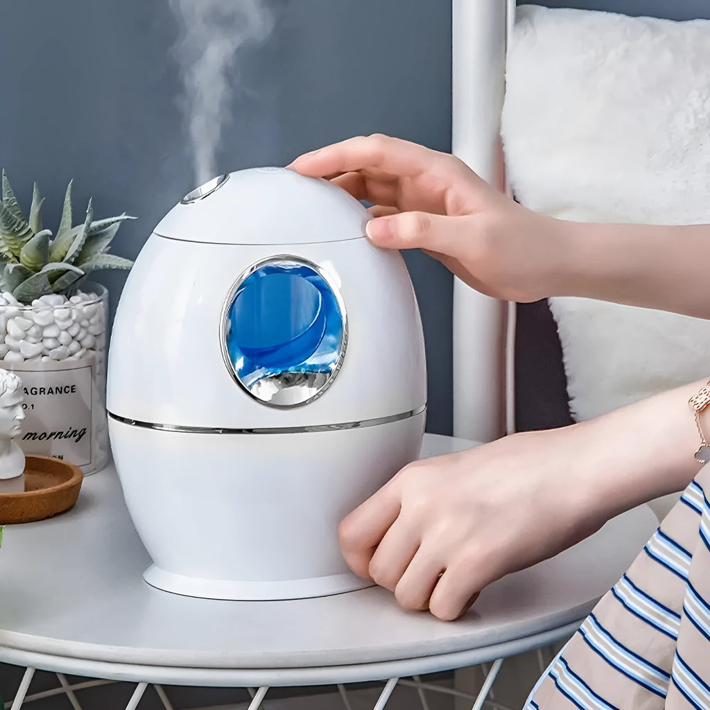 White round silent aromatherapy humidifier body with 800ml tank and USB connection