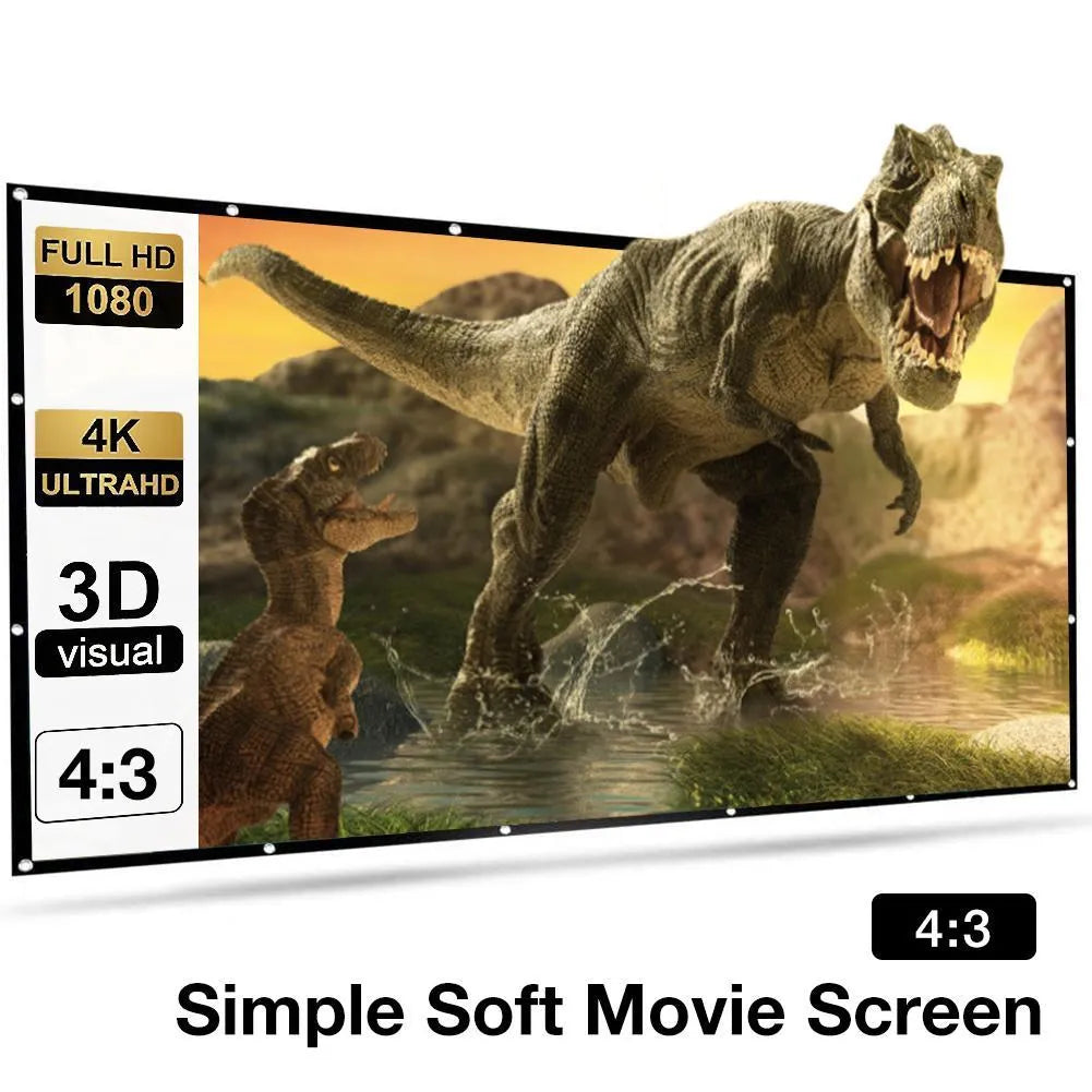 White 150-inch 4:3 polyester folding projector screen laid out flat