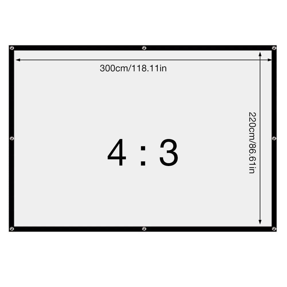 White 150-inch 4:3 polyester folding projector screen laid out flat
