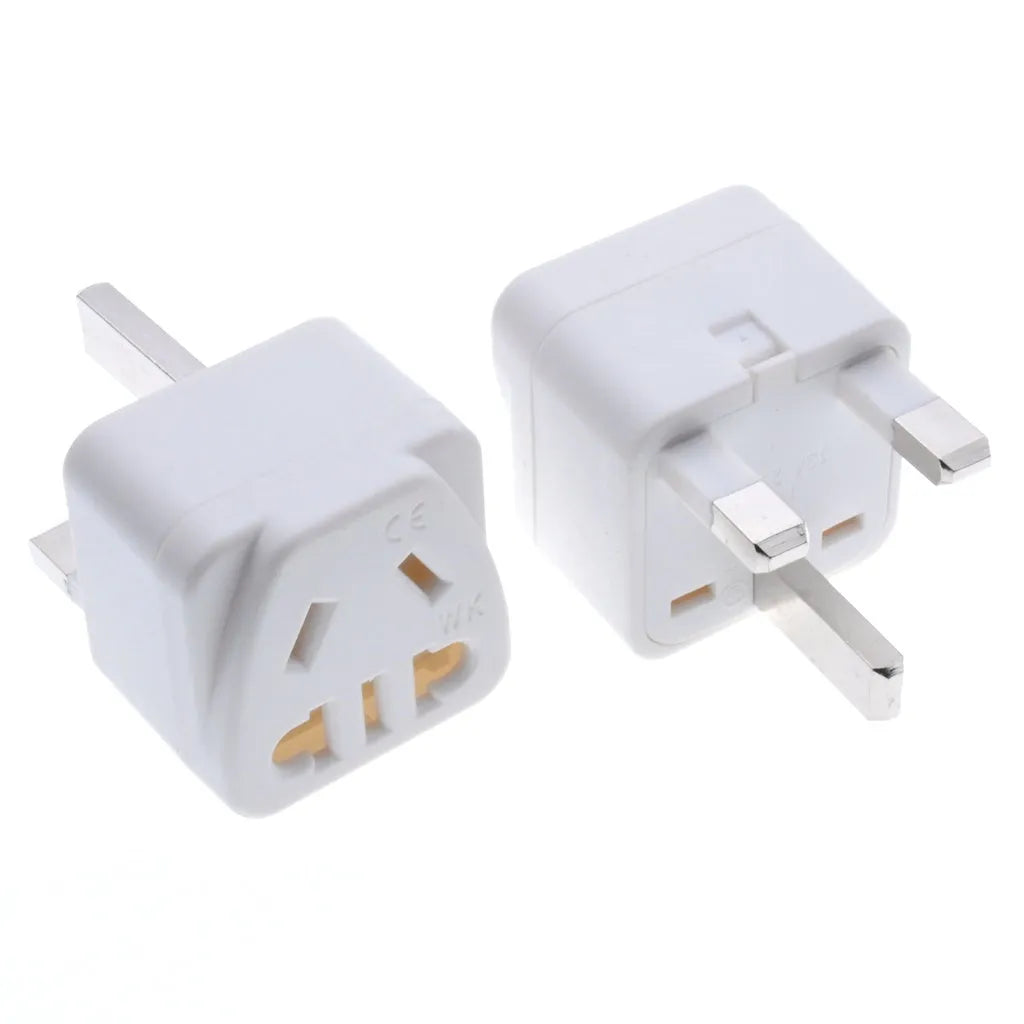 Square three plug power conversion adapter in white or black colour with universal grounding