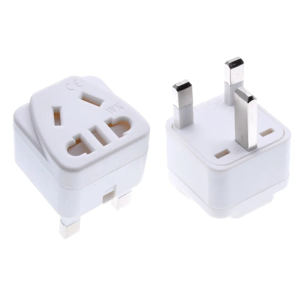 Square three plug power conversion adapter in white or black colour with universal grounding