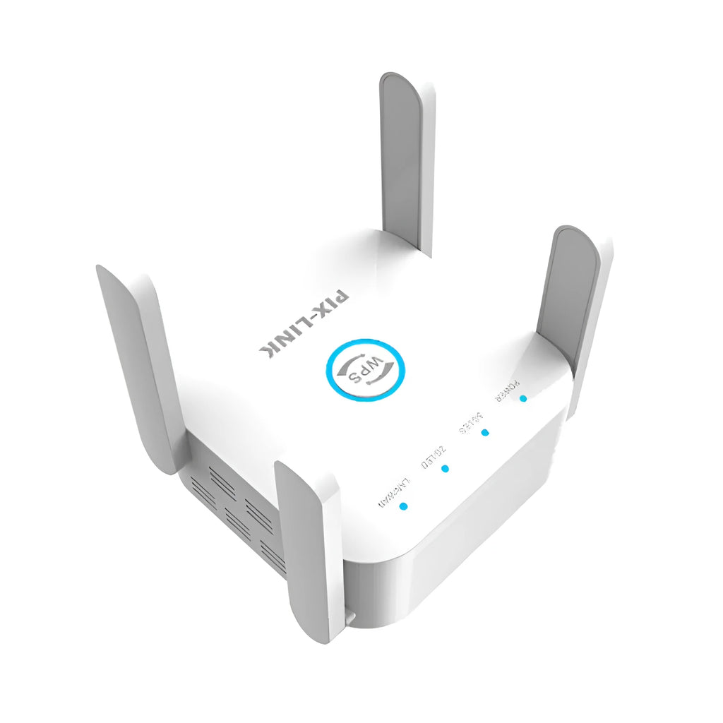 PIXLINK AC24 dual-frequency wireless WiFi extender router in black or white colour with regional power adapters