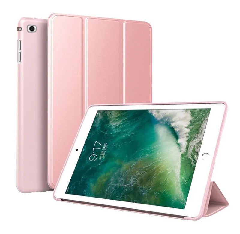 TPU clamshell protective case for 9.7-inch iPad models in various colours.