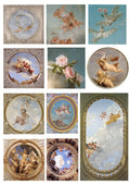 Pack of 11 European angel character wall stickers in sizes ranging from 4cm to 9cm.