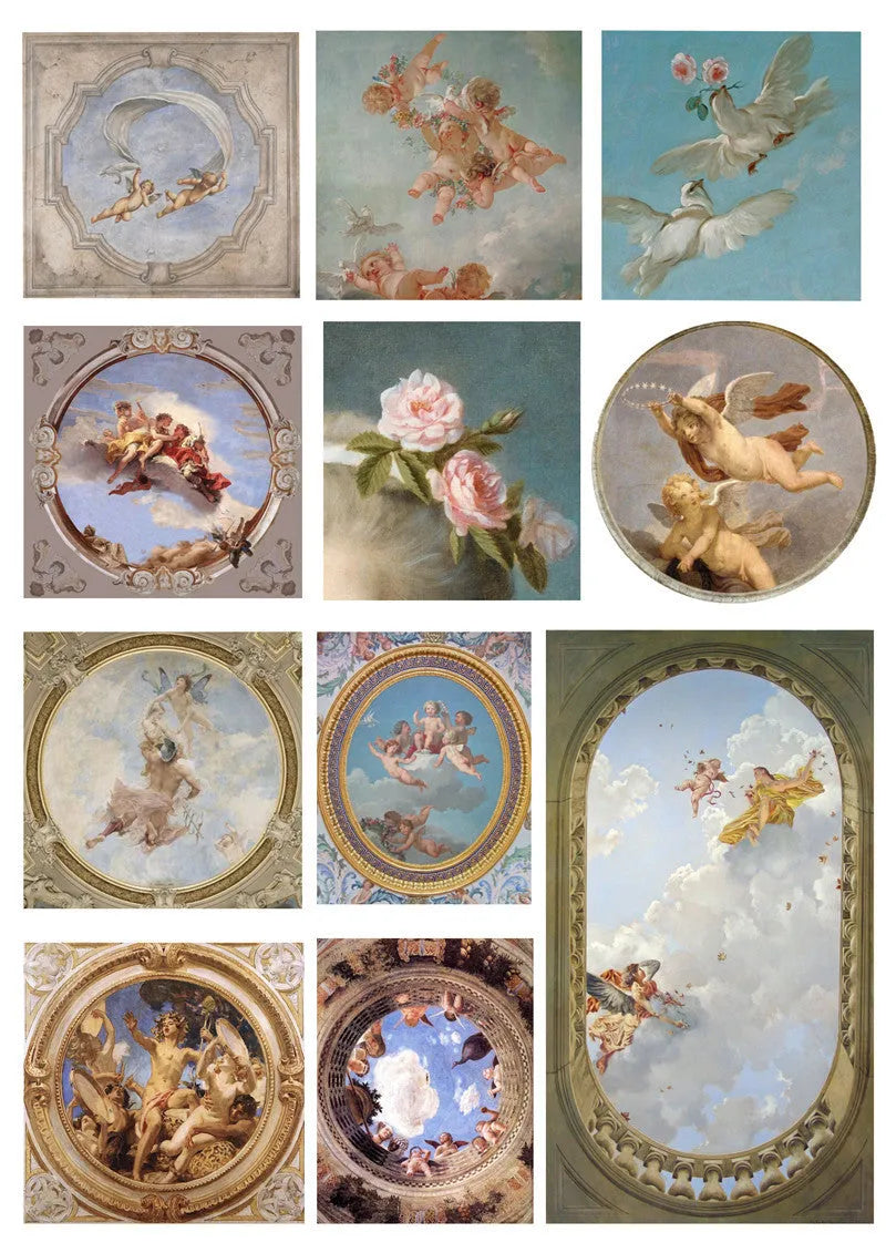 Pack of 11 European angel character wall stickers in sizes ranging from 4cm to 9cm.