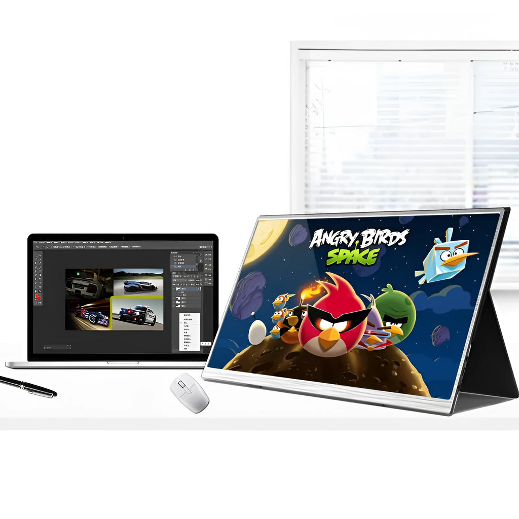 15-inch portable computer monitor with slim bezel and connectivity ports