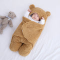 Baby quilted sleeping bag wrapper in cotton blend fabric showing six colour options
