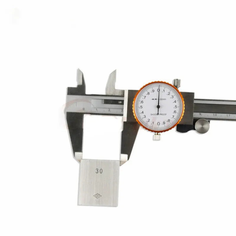Black plastic vernier caliper showing 0-150mm scale with stainless steel measuring jaws