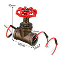 Steampunk industrial valve with red switch on grey copper tee body and wire fittings