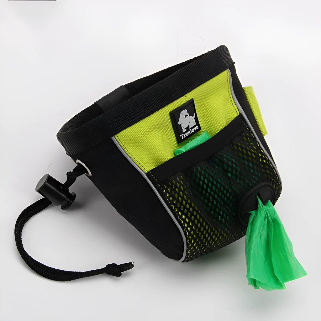 Waterproof dog training waist bag with removable waste bag holder in orange and green colour options