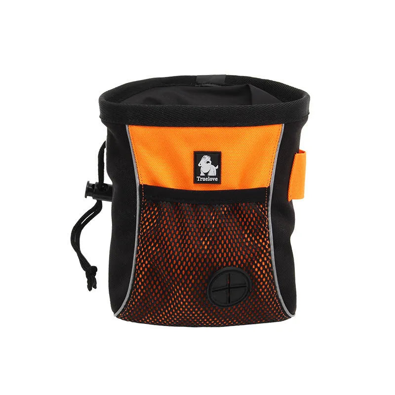 Waterproof dog training waist bag with removable waste bag holder in orange and green colour options
