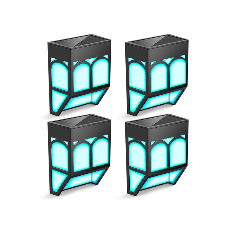 Solar-powered outdoor wall lamp with IP67 waterproof rating for garden and fence lighting