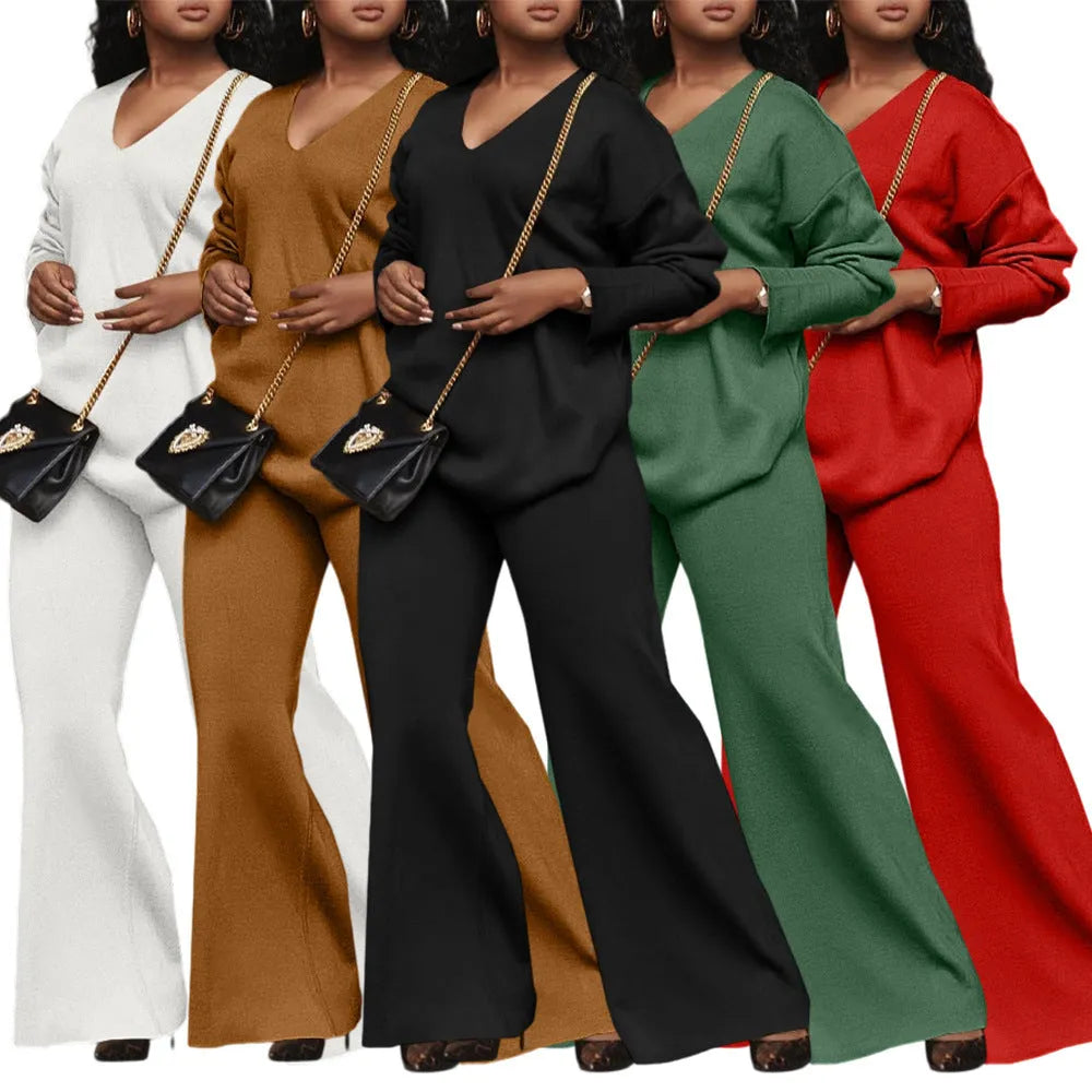 Women's brown thickened suede two-piece suit with long sleeves and trousers, Japanese-Korean casual style