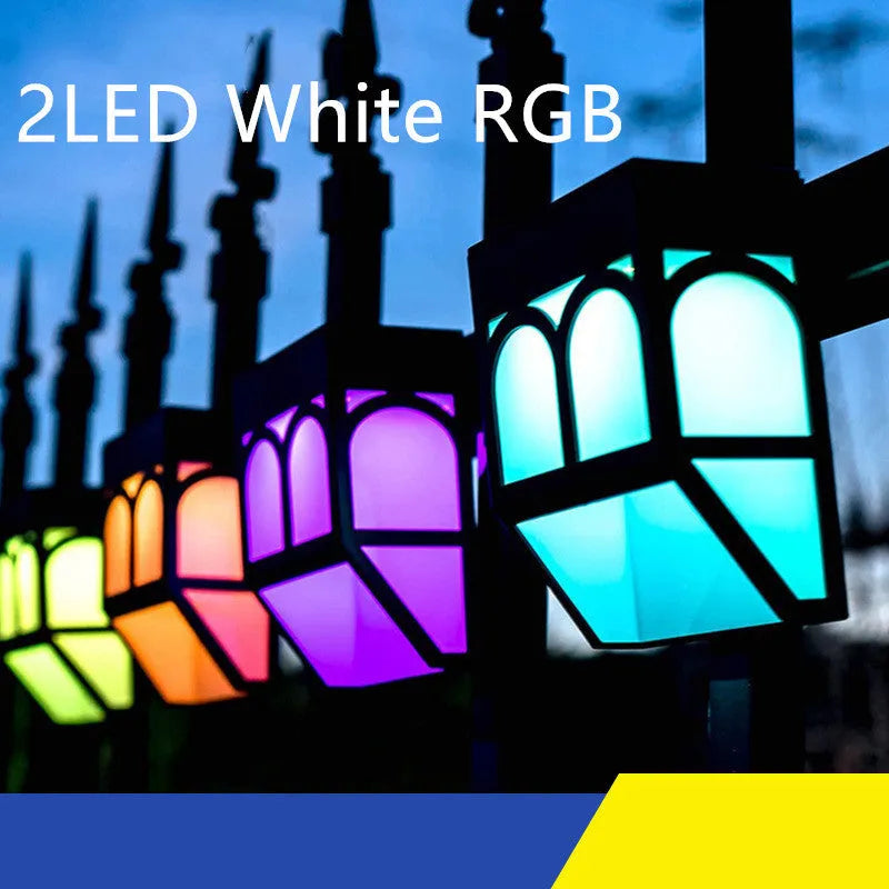 Solar-powered outdoor wall lamp with IP67 waterproof rating for garden and fence lighting