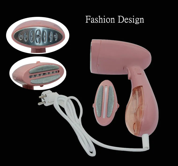 Pink Sokany handheld steam ironing brush with EU plug for 220V operation