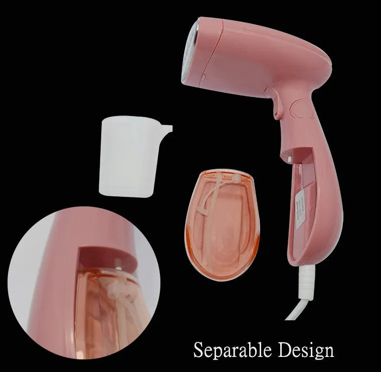 Pink Sokany handheld steam ironing brush with EU plug for 220V operation