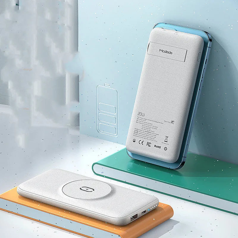 Mint green magnetic wireless charging power bank with MagSafe compatibility and rear clip