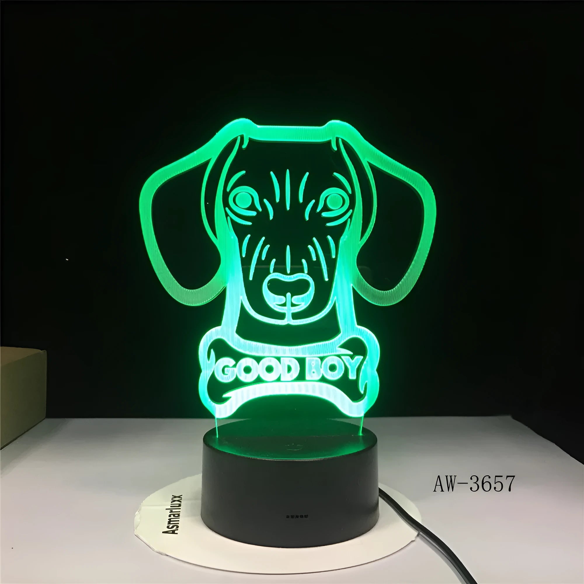 Remote control touch LED table lamp with colourful gradient acrylic shade on an ABS base.