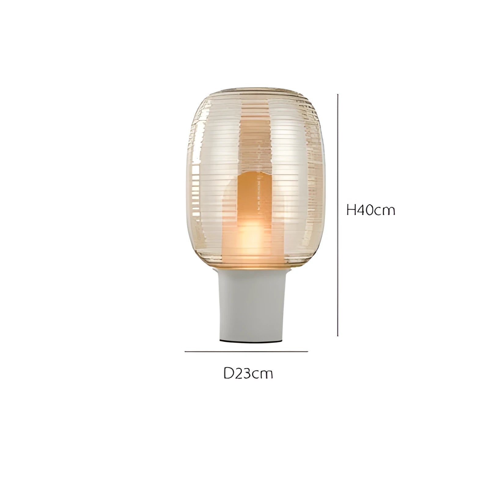 Simple modern glass table lamp in cognac or smoky grey with push button switch and LED light for living room