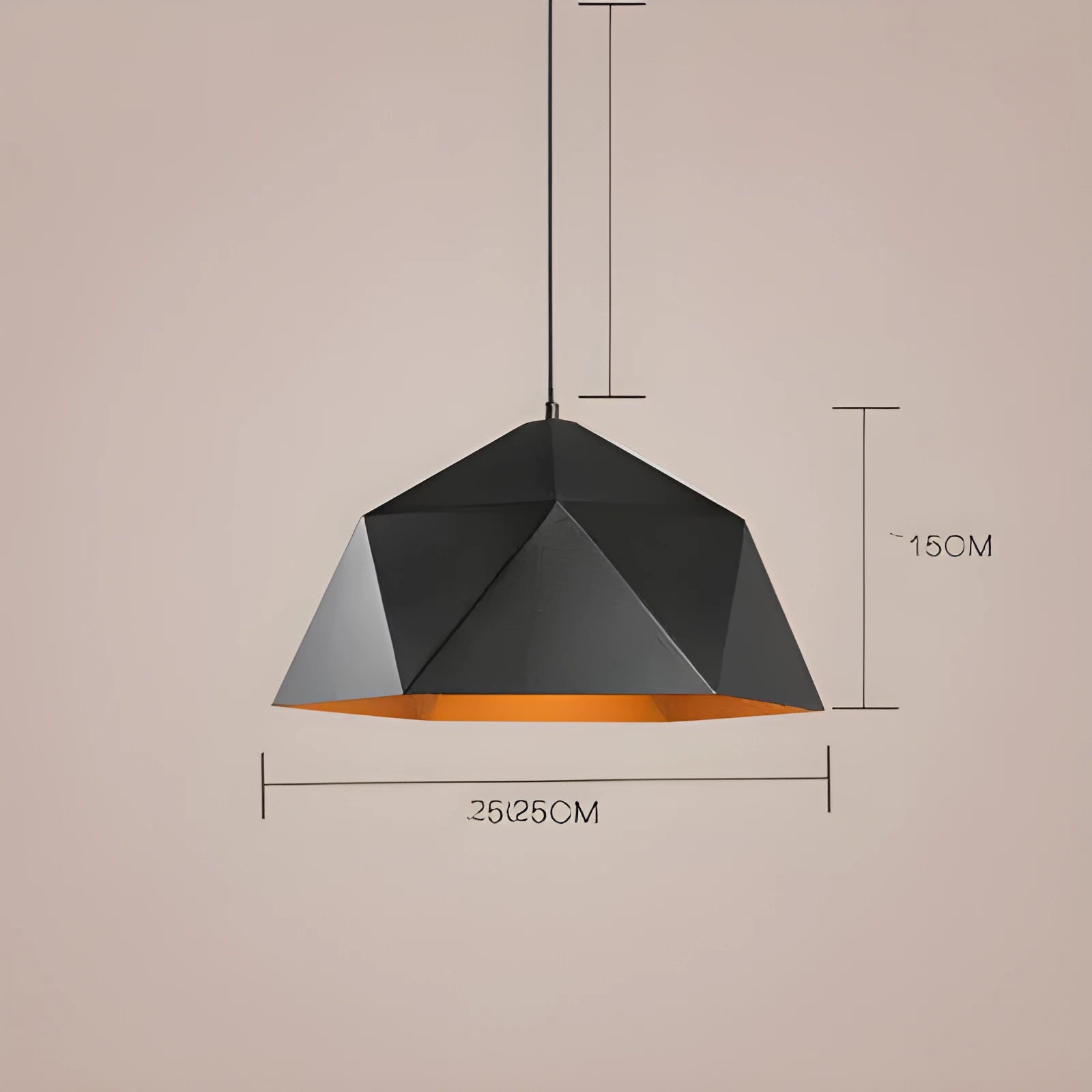 Nordic geometric iron chandelier with single-head design in 25cm diameter