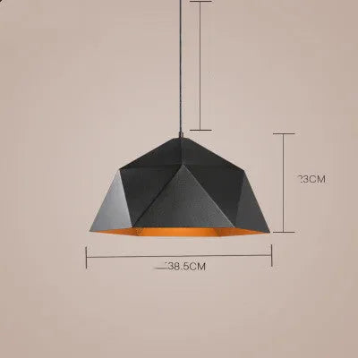 Nordic geometric iron chandelier with single-head design in 25cm diameter