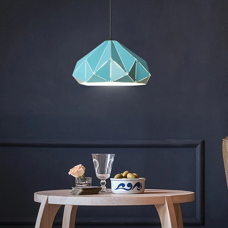Nordic geometric iron chandelier with single-head design in 25cm diameter