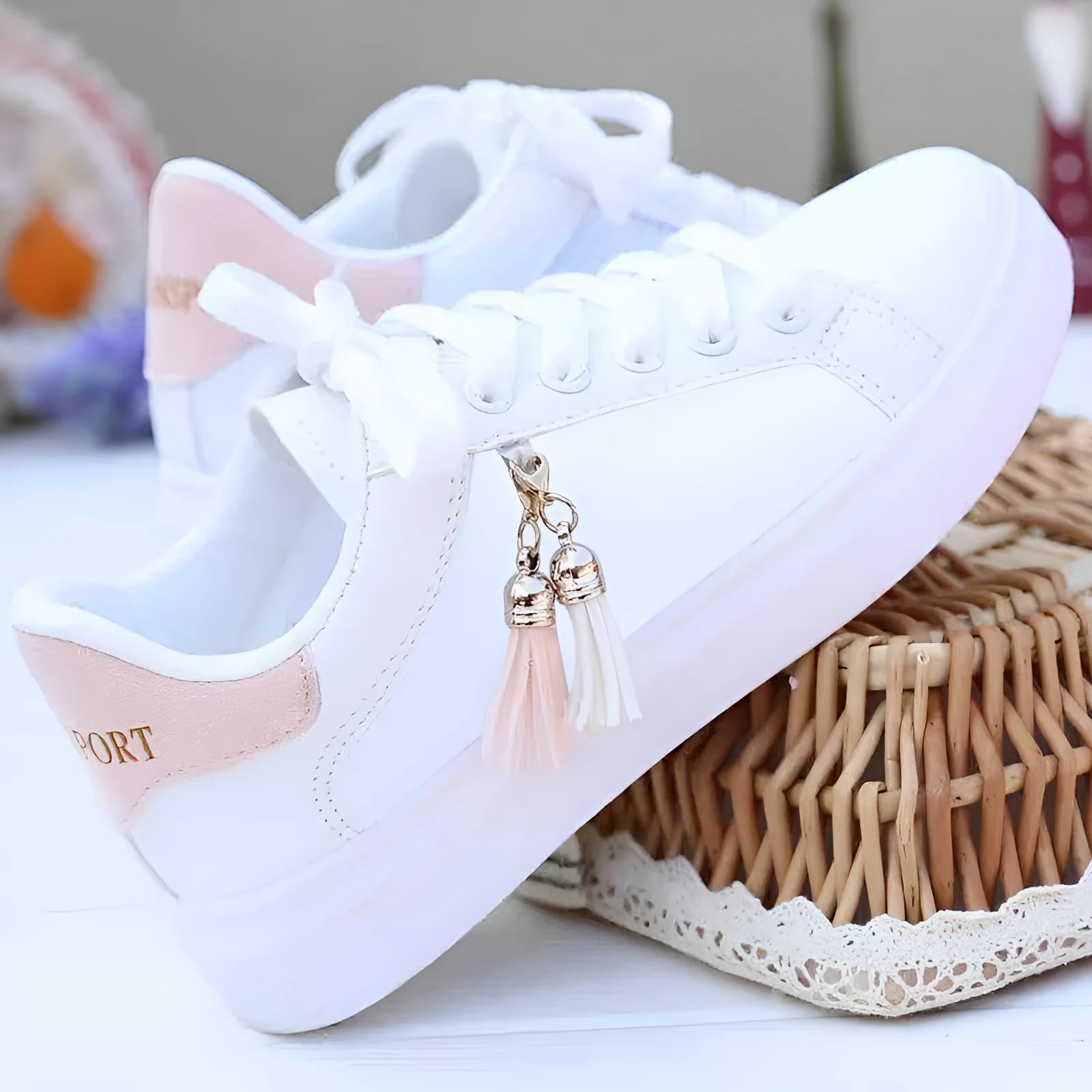 White mesh women's casual shoes with breathable design and 4cm heel