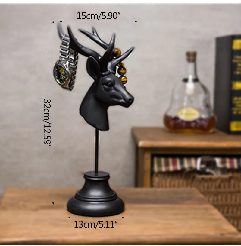 Natural resin animal figurine home decoration in black, white, or wood colour finish.