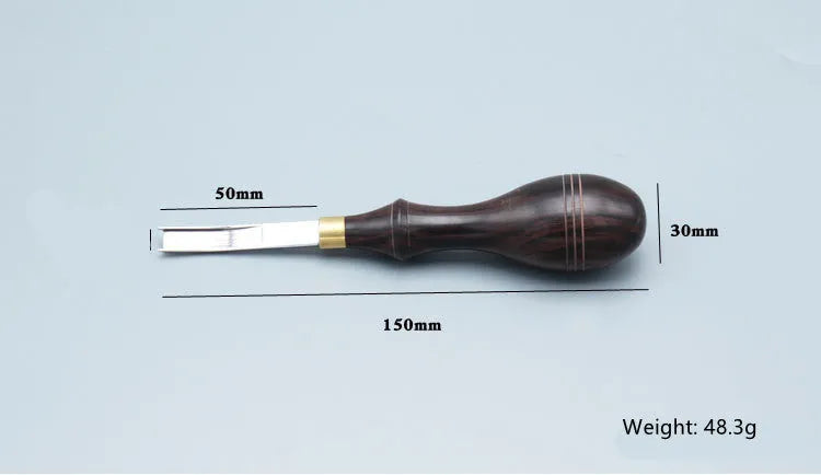 Model 02 leather hand tool with wide shovel edge for thinning and sectional cutting