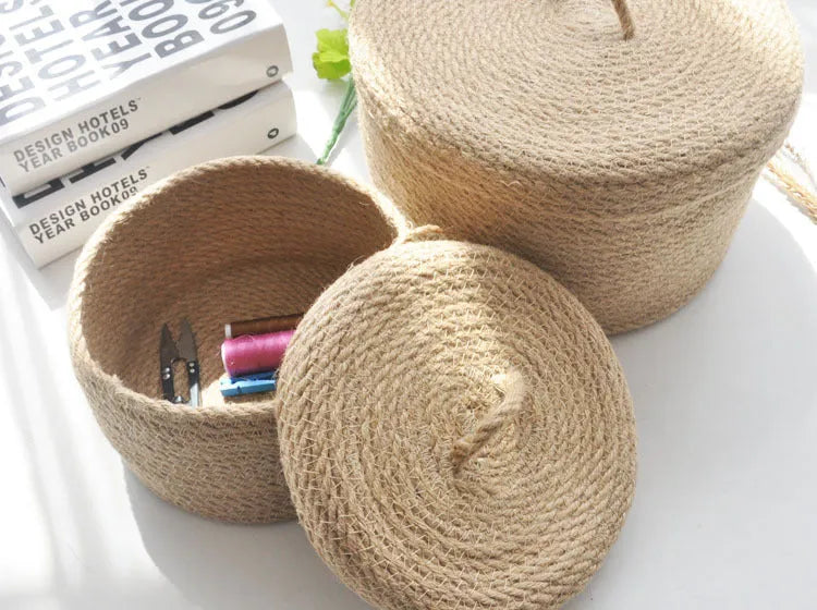 Japanese style linen fabric underwear storage box with cover in three size options