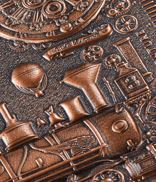 European relief embossed retro notepad diary in red bronze, silver, and green bronze colours