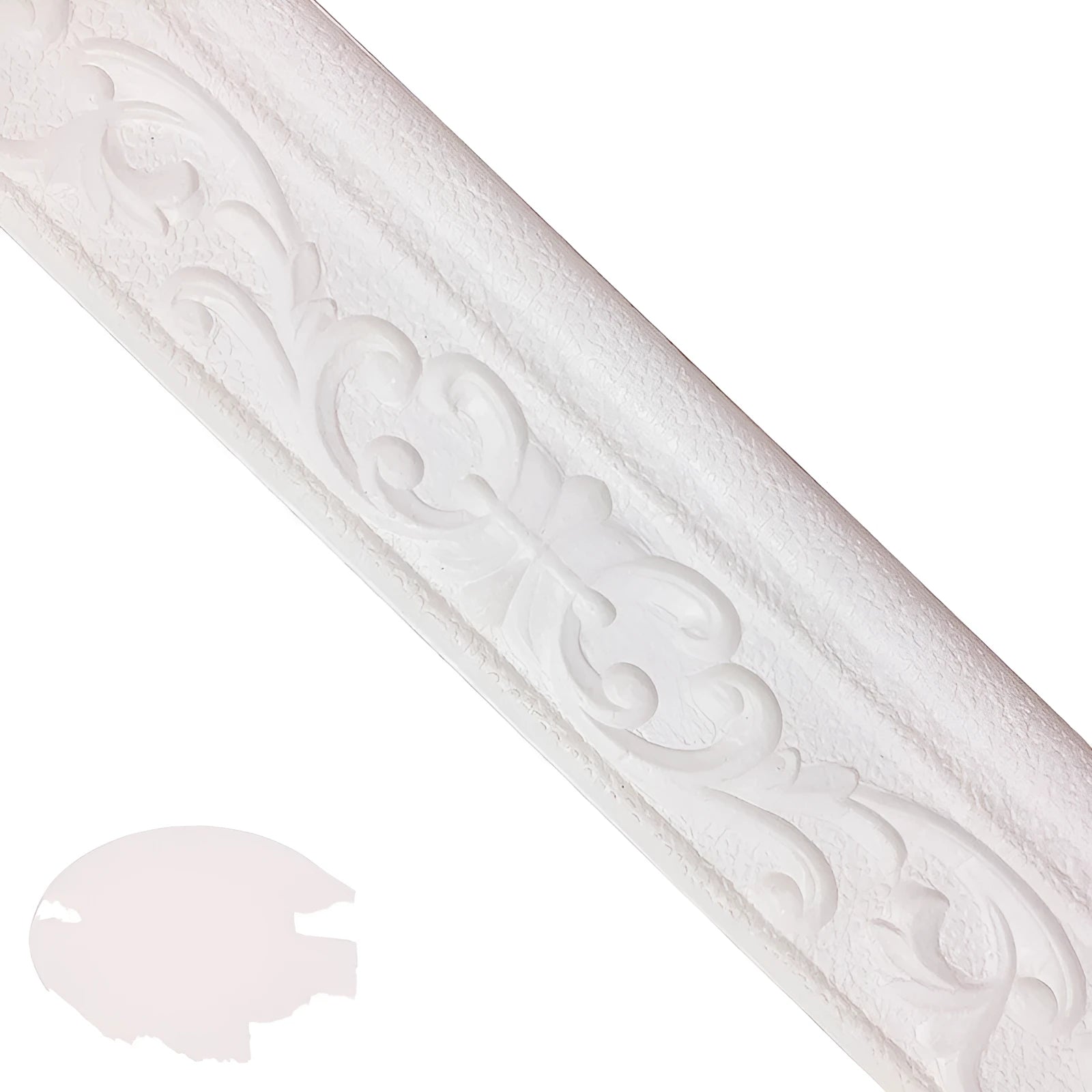 Medium-sized self-adhesive waistline decorative border with a grid pattern, shown in a gold colour against a living room wall.
