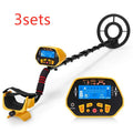 Black and yellow GC1028 professional metal detector with LCD display and waterproof search coil.