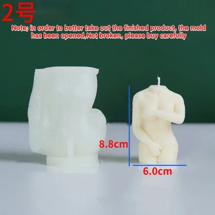 Silica gel candle mould in irregular female body shape for DIY crafting projects