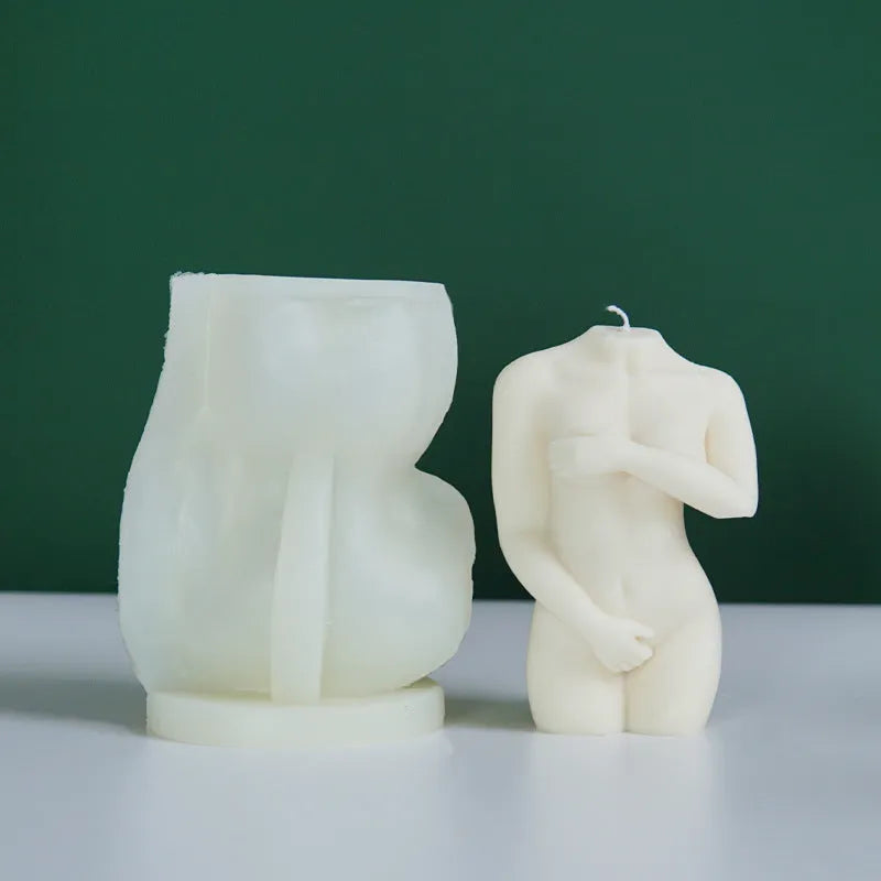 Silica gel candle mould in irregular female body shape for DIY crafting projects