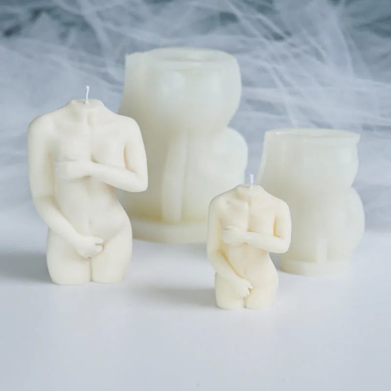 Silica gel candle mould in irregular female body shape for DIY crafting projects