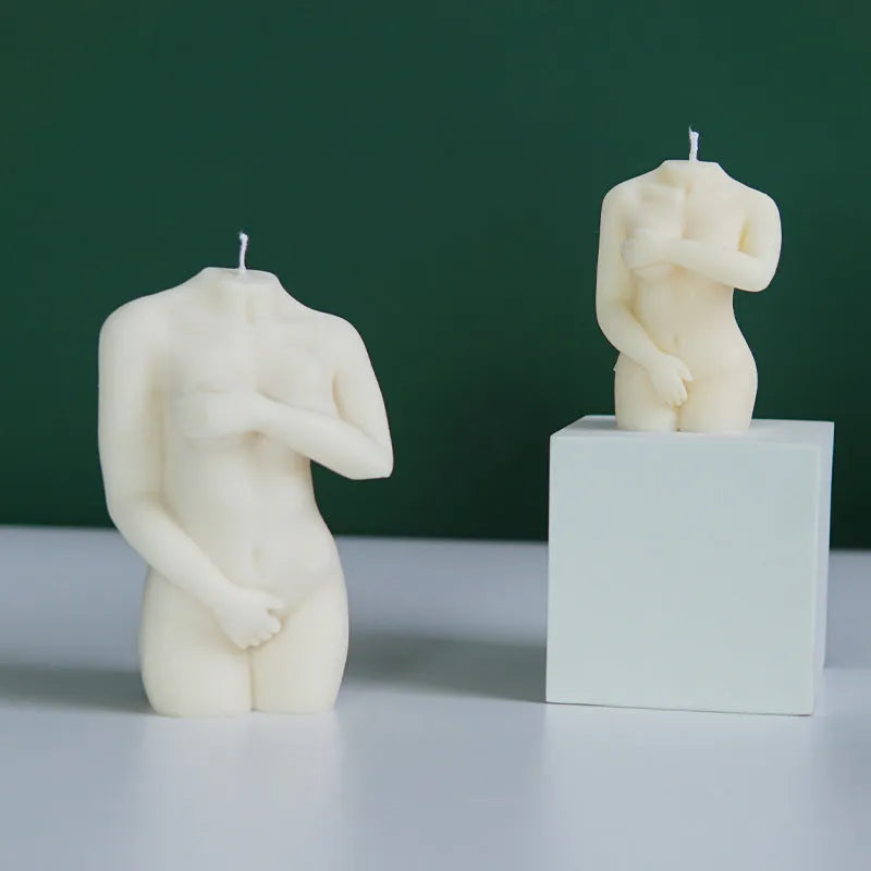 Silica gel candle mould in irregular female body shape for DIY crafting projects
