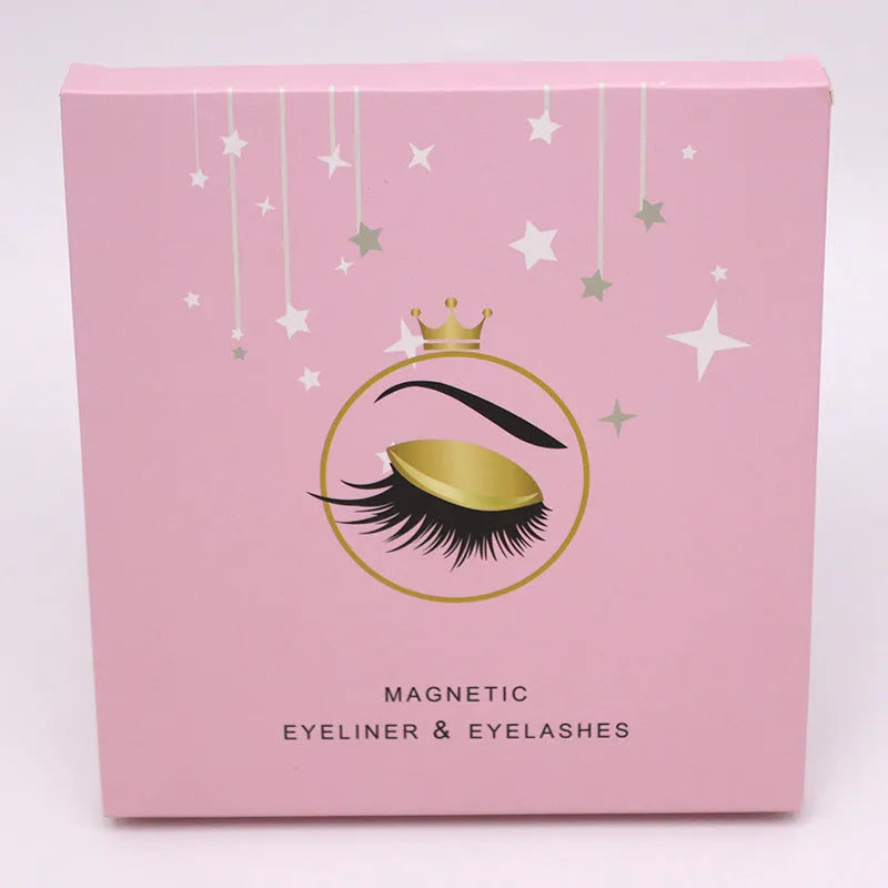 Magnetic eyelashes and eyeliner set with 5 pairs of reusable false eyelashes in case