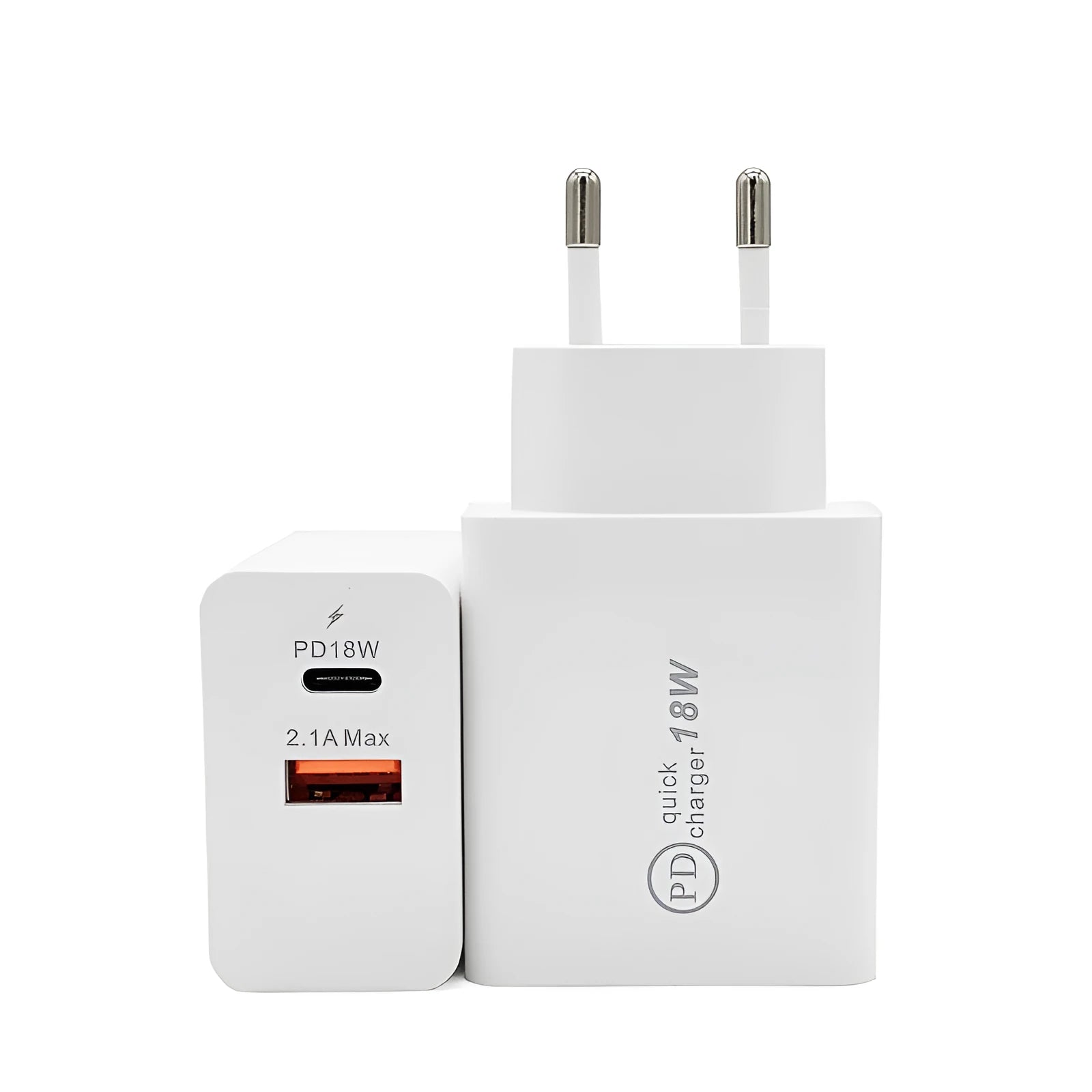 Black or white 18W USB-C Power Delivery fast wall charger with US plug