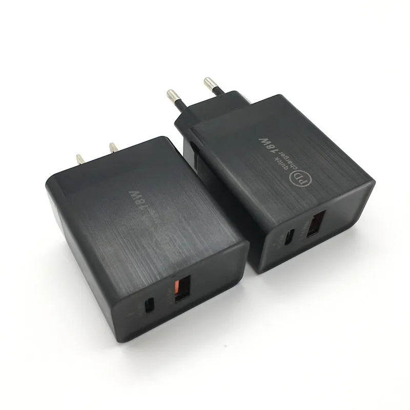 Black or white 18W USB-C Power Delivery fast wall charger with US plug