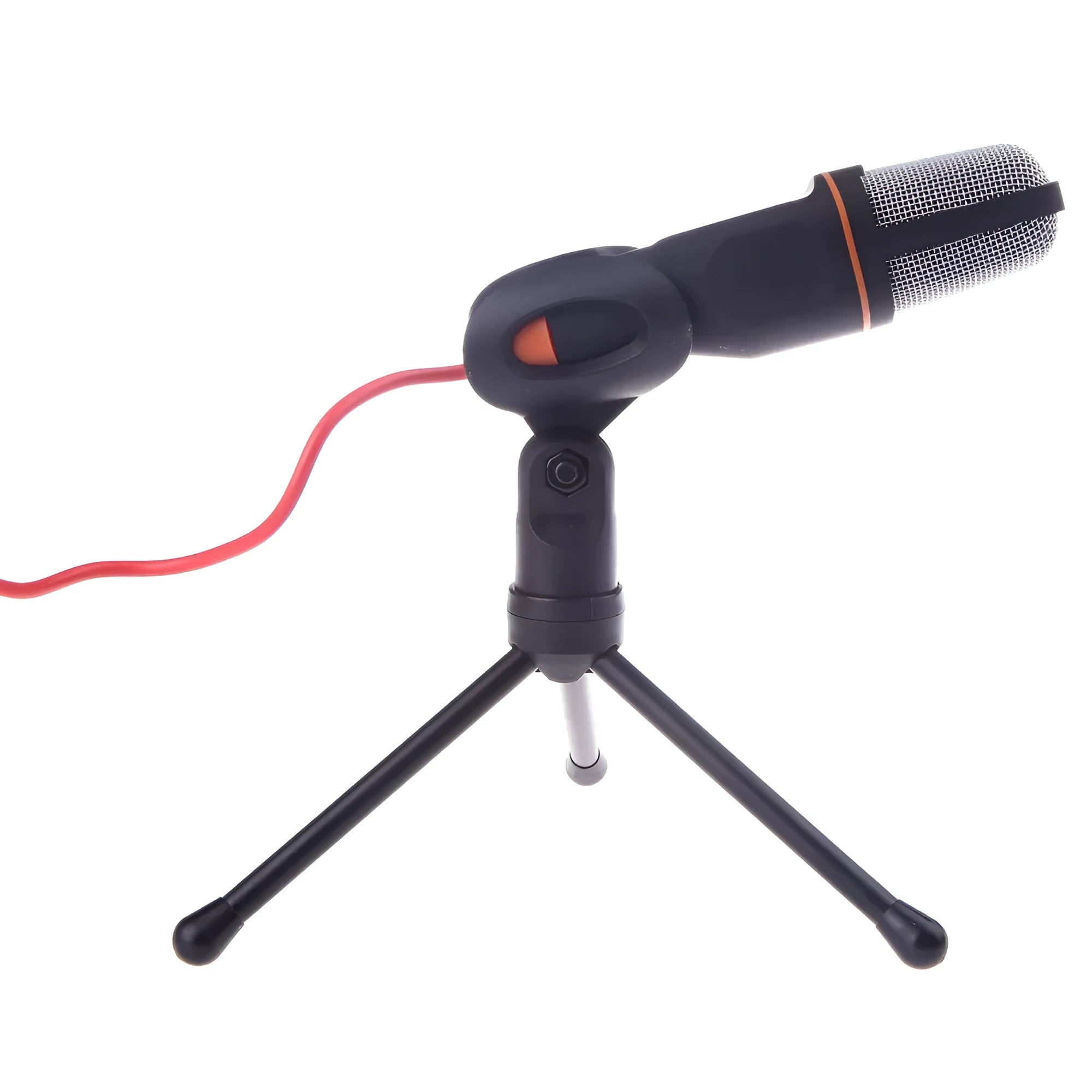 Black wired PC microphone with clip holder and 1.85m cable for chat and karaoke
