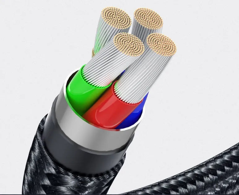 Essager rotating magnetic USB charging cable with LED light in black, shown with Android and Type-C magnetic tips.