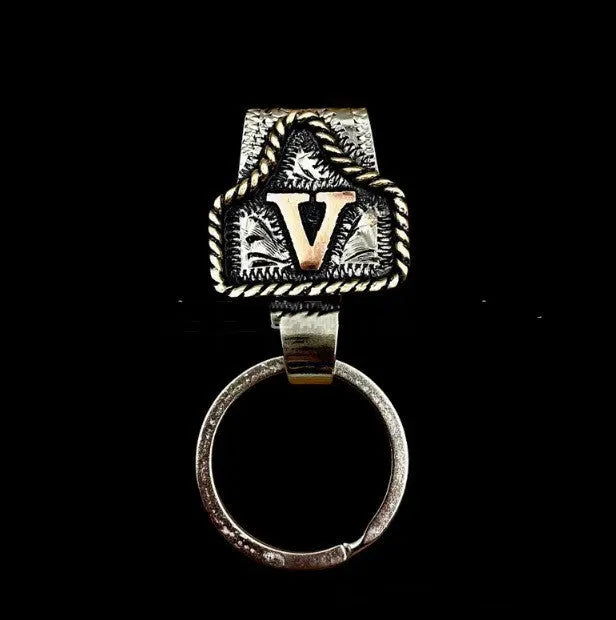 Metal cow tag belt key holder with keychain attachment in various colour options