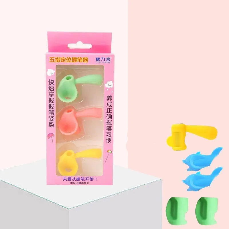 Children's pen holder orthosis with dolphin-themed holders and writing corrector for kindergarten writing practice